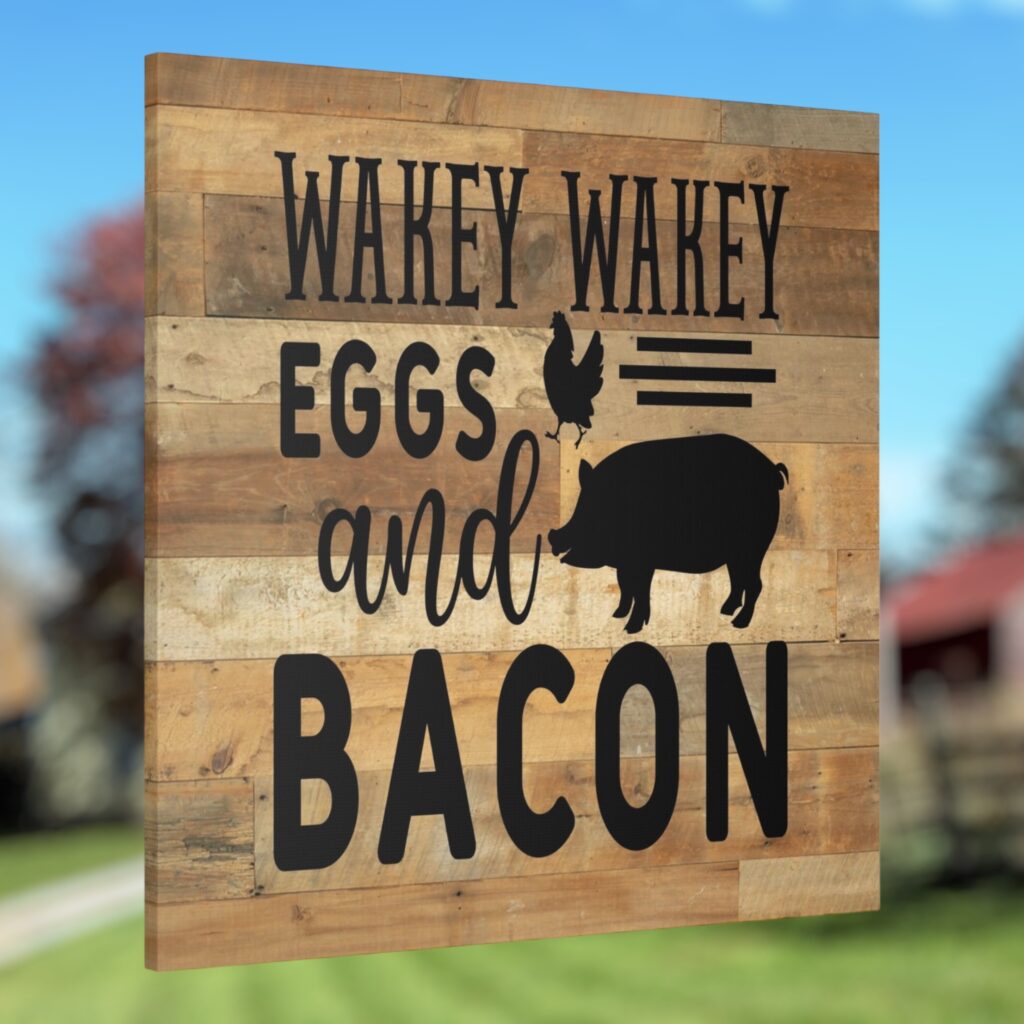 Wakey Wakey Eggs and Bacon Canvas Wall Art: Whimsical Charm for Your Kitchen